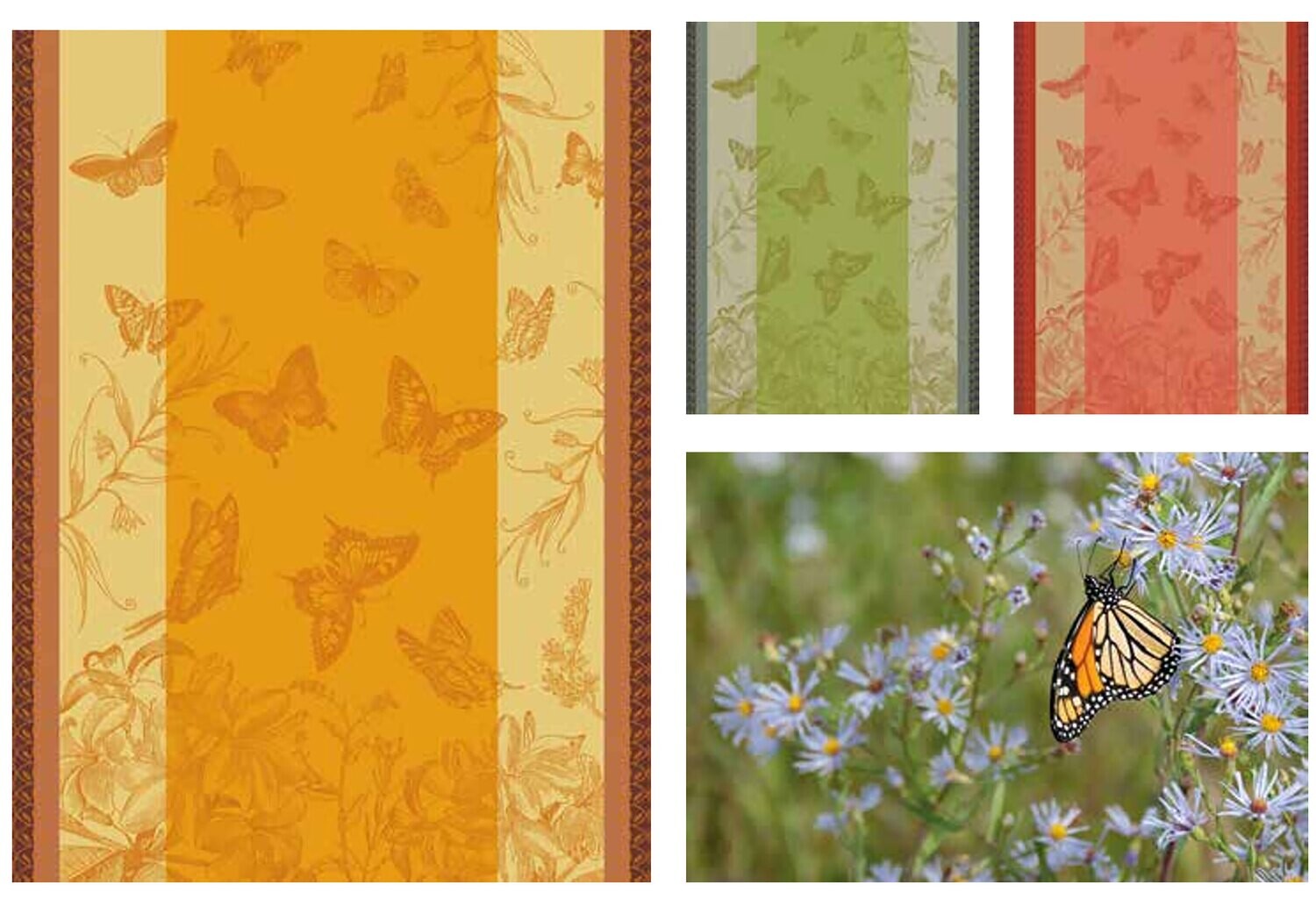 Le Jacquard Francais Jardin Des Papillons Orange Tea Towel 29497 Set of 4