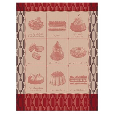 Le Jacquard Francais Patisseries Francaises Pink Tea Towel 29050 Set of 4, MPN: 29050,