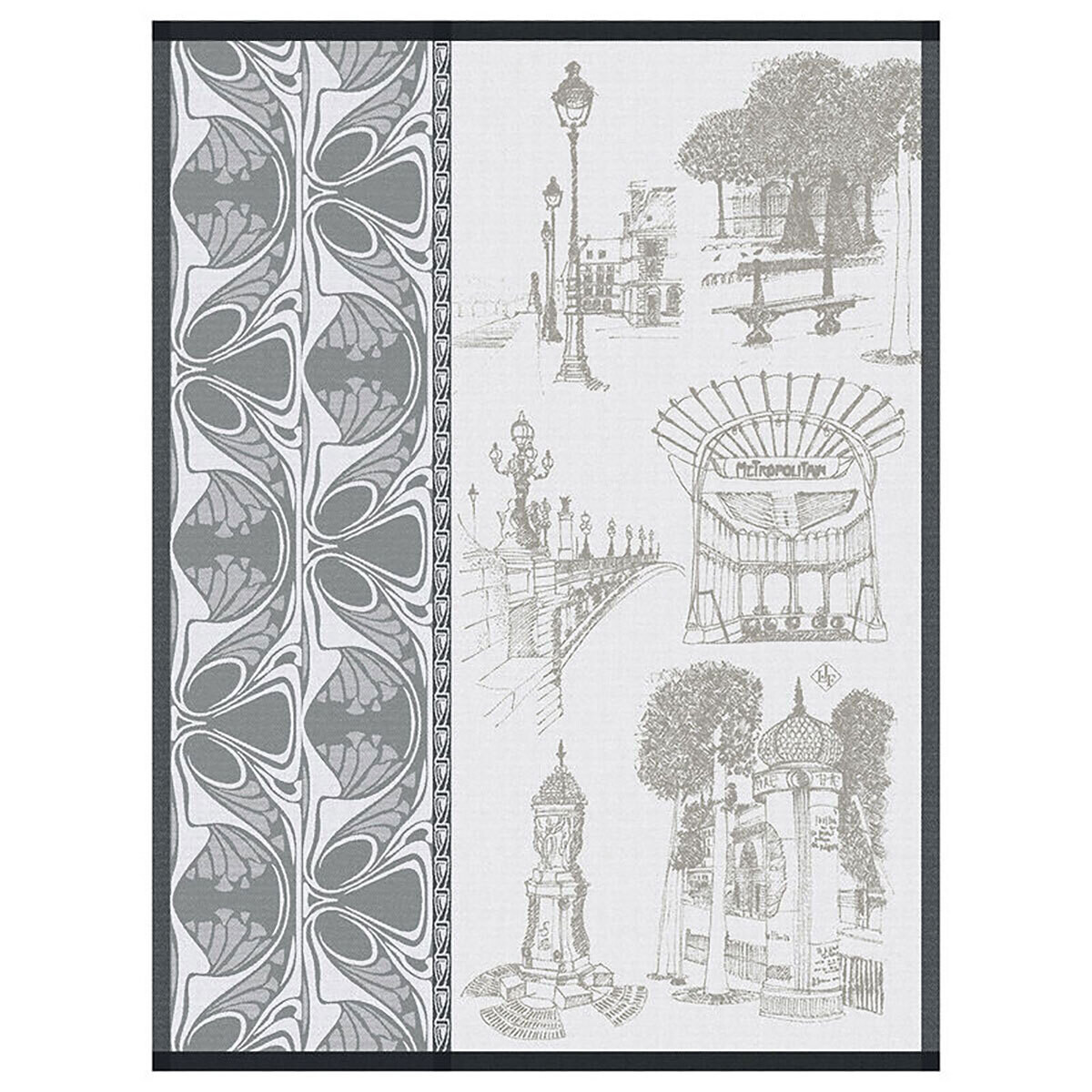 Le Jacquard Francais Carnet De Paris Bitume Tea Towel 28557 Set of 4, MPN: 28557,