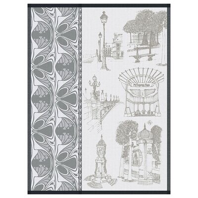 Le Jacquard Francais Carnet De Paris Bitume Tea Towel 28557 Set of 4, MPN: 28557,