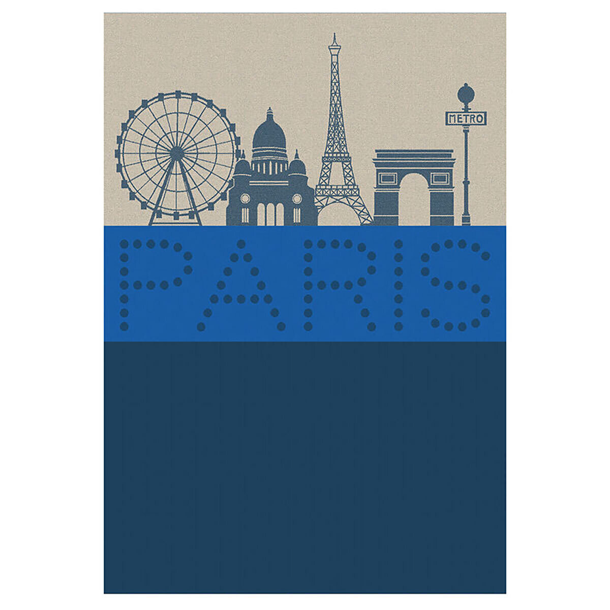 Le Jacquard Francais Paris Lumiere Blue Tea Towel 28544 Set of 4