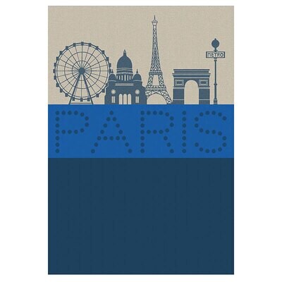 Le Jacquard Francais Paris Lumiere Blue Tea Towel 28544 Set of 4, MPN: 28544,