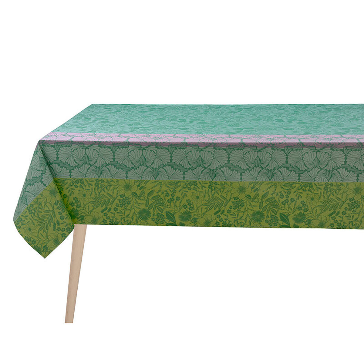 Le Jacquard Francais Cottage Green Coated Tablecloth 59" X 102" 28912