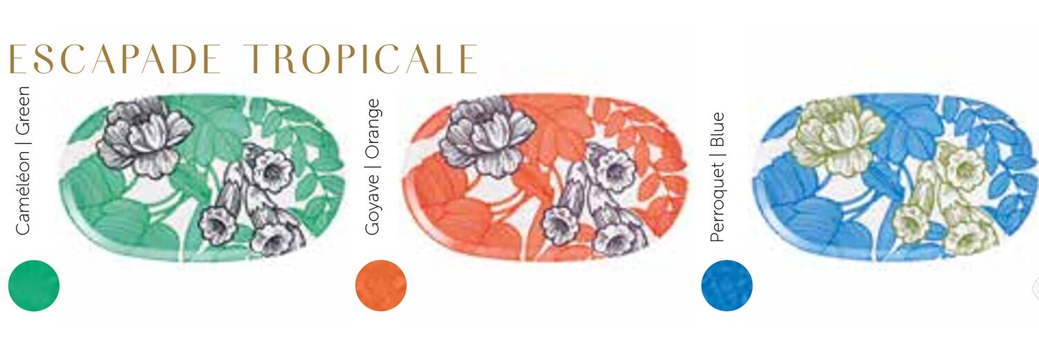 Le Jacquard Francais Escapade Tropicale Orange Tray OVAL 22" X 13" 29470