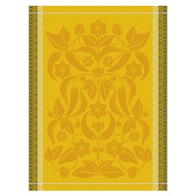 Le Jacquard Francais Piments Yellow Tea Towel 28981 Set of 4, MPN: 28981,