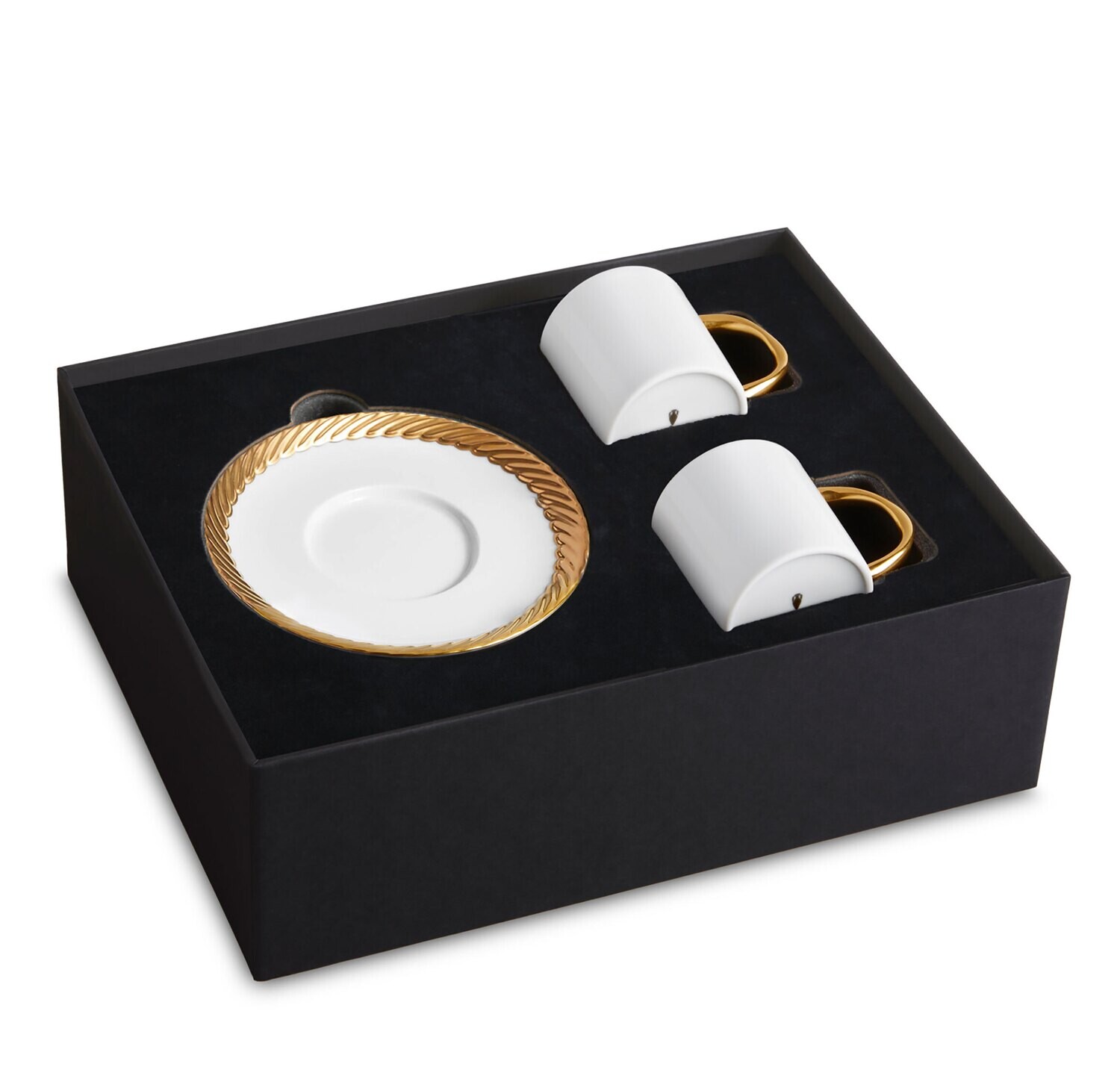 L'Objet Corde Espresso Cup Saucer Set of 2 Gold CR259