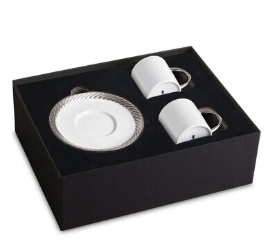 L&#39;Objet Corde Espresso Cup Saucer Set of 2 Platinum CR359, MPN: CR359, 810009647027