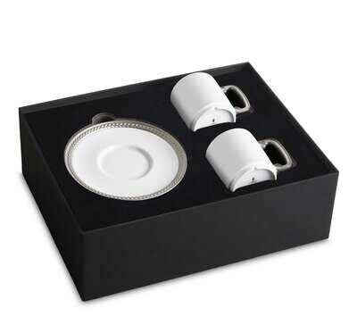 L&#39;Objet Soie Tressee Espresso Cup Saucer Set of 2 Platinum ST359, MPN: ST359, 810009647041