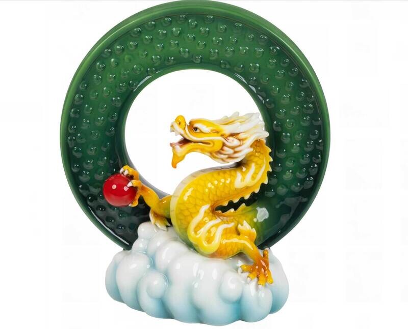 Franz Porcelain Bountiful Harvests Jade Dragon Design Sculptured Porcelain Figurine FZ03952