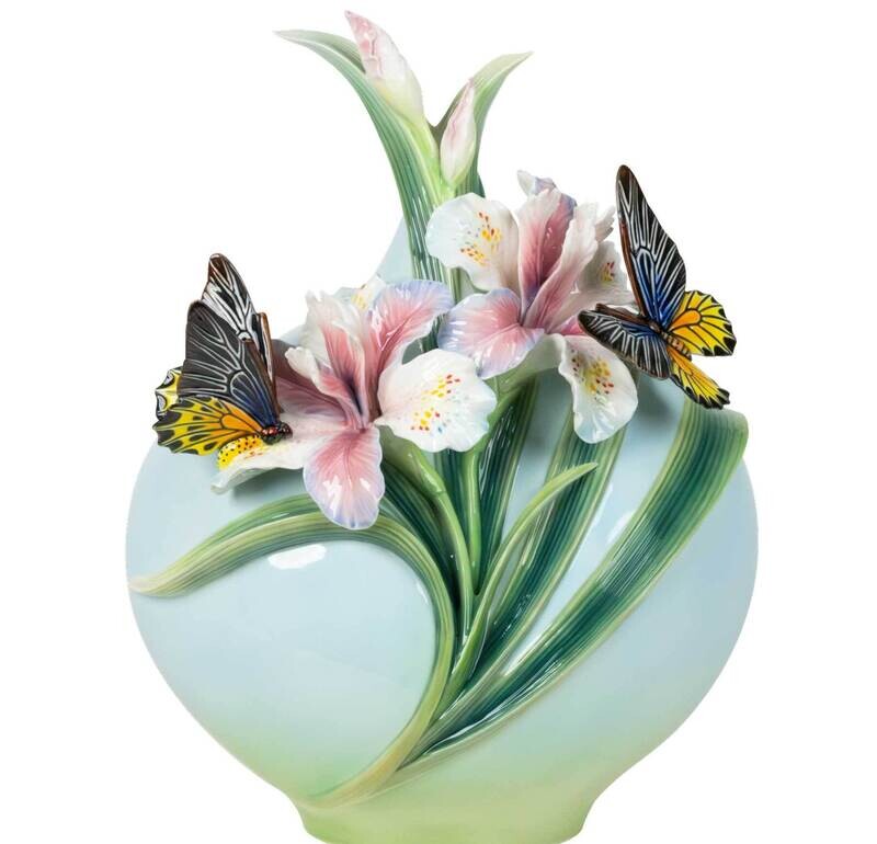 Franz Porcelain Cherishing Each Other Birdwing Butterfly Design Sculptured Porcelain Figurine Limited Edition FZ03967