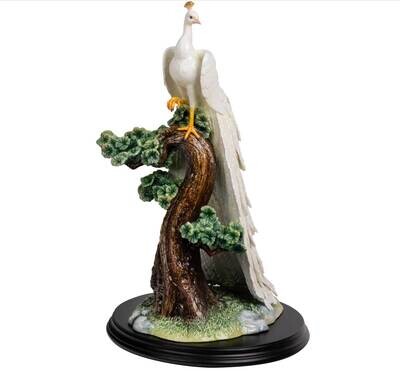 Franz Porcelain Unprecedented Nobility White Peacock Design Sculptured Porcelain Figurine With Wood…
