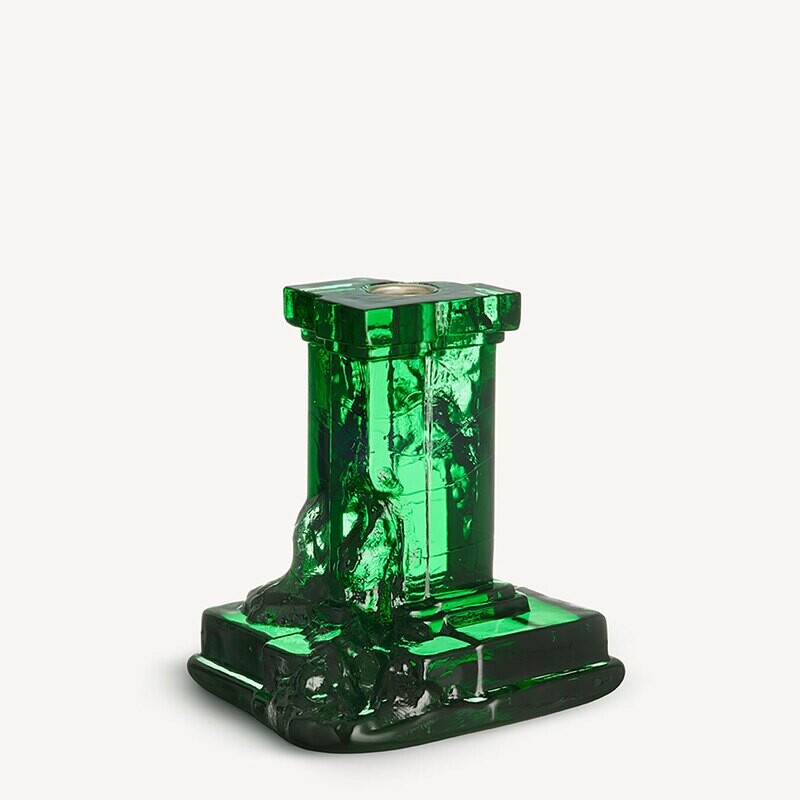 Kosta Boda Rocky Baroque Candlestick Emerald Green Medium 7062316