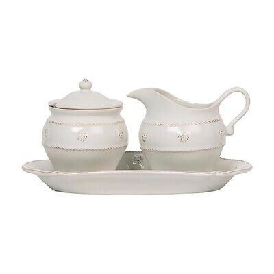 Juliska Berry &amp; Thread Sugar and Creamer 3 Piece Set- Whitewash JA26SETX/W, MPN: JA26SETX/W, 810113…