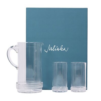 Juliska Dean Glass Pitcher and Highball 3 Piece Set B486XSET/C, MPN: B486XSET/C, 810113176024