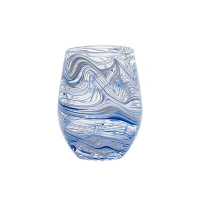 Juliska Puro Marbled Stemless Wine Glass Blue PGM105/44, MPN: PGM105/44, 810113177397