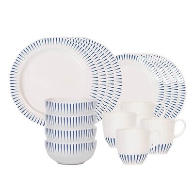 Juliska Sitio Stripe 16 Piece Place Setting Delft Blue STS200SET/44, MPN: STS200SET/44, 810113176994