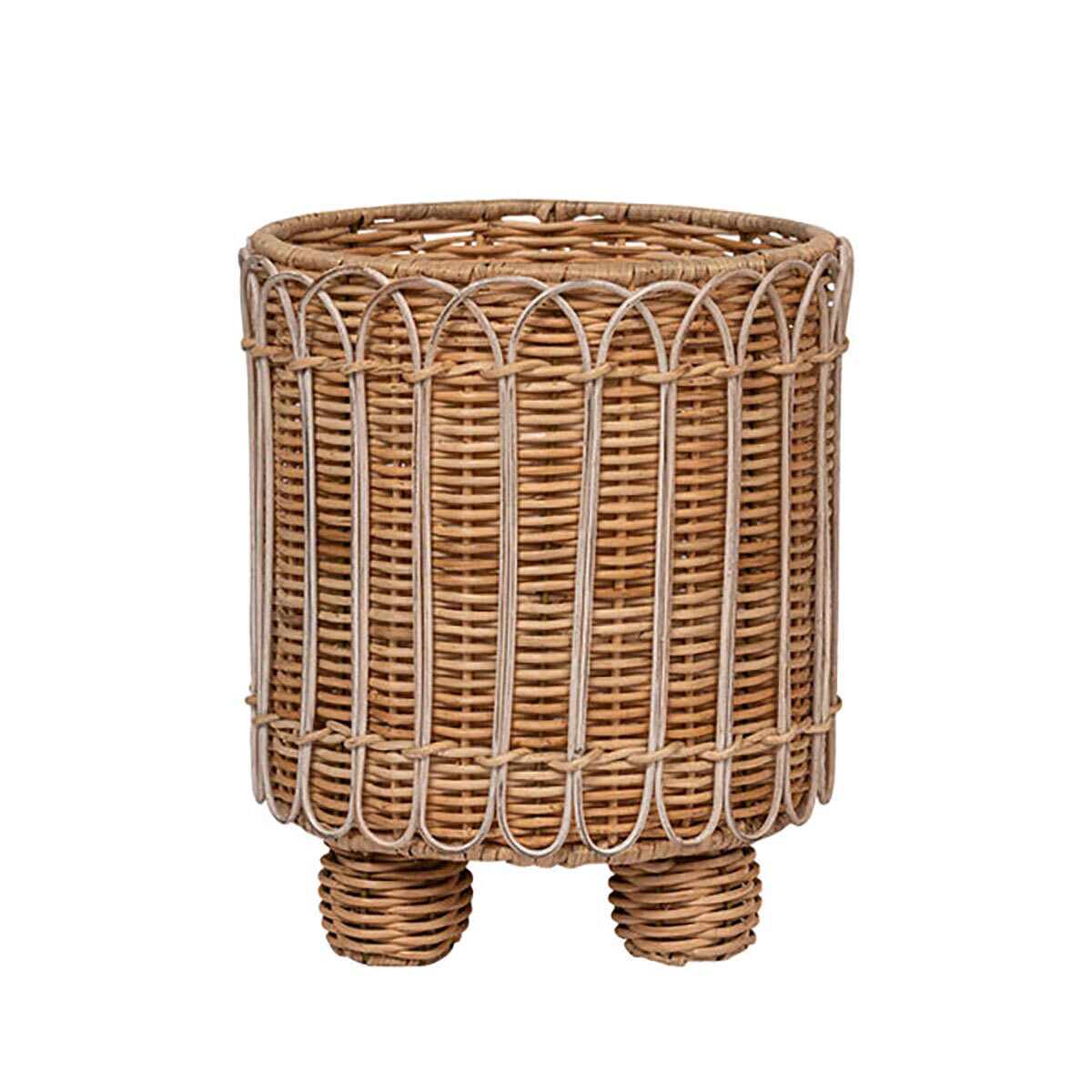 Juliska Provence Rattan 8 Inch Round Planter Whitewash RT39/10, MPN: RT39/10, 810113177281