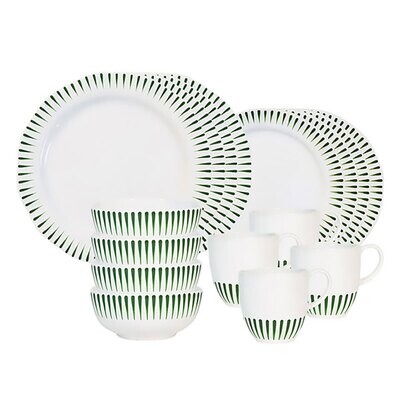 Juliska Sitio Stripe 16 Piece Place Setting Basil STS200SET/29, MPN: STS200SET/29, 810113178028