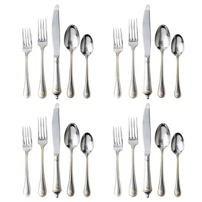 Juliska Berry &amp; Thread 20 Piece Place Setting Bright Satin with Gold FWBT29SET/67, MPN: FWBT29SET/6…
