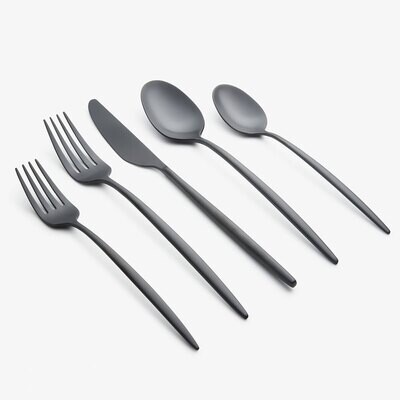 Cambridge Gaze Pvd Black Satin 18/0 Stainless Steel 20 Piece Flatware Set 505120CKW12R, MPN: 505120…