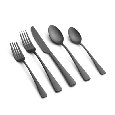 Cambridge Cerys Pvd Black Satin 18/0 Stainless Steel 20 Piece Flatware Set 511520CKW12R, MPN: 51152…