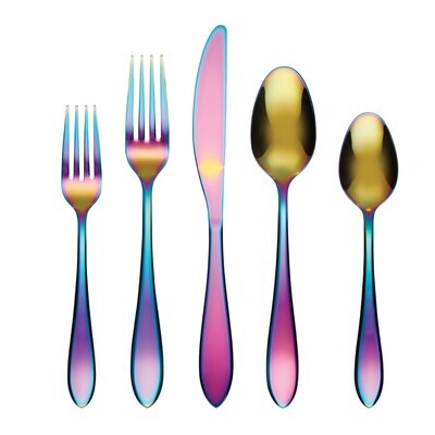 Cambridge Delia Pvd-Rainbw Mirror 18/0 Stainless Steel 20 Piece Flatware Set 501020CWR12, MPN: 5010…