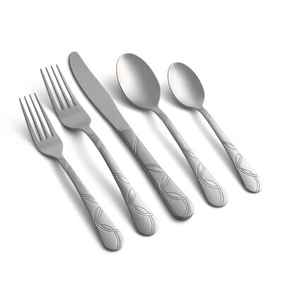 Cambridge Felicity Sand 18/0 Stainless Steel 20 Piece Flatware Set 174720CSLG12DS, MPN: 174720CSLG1…