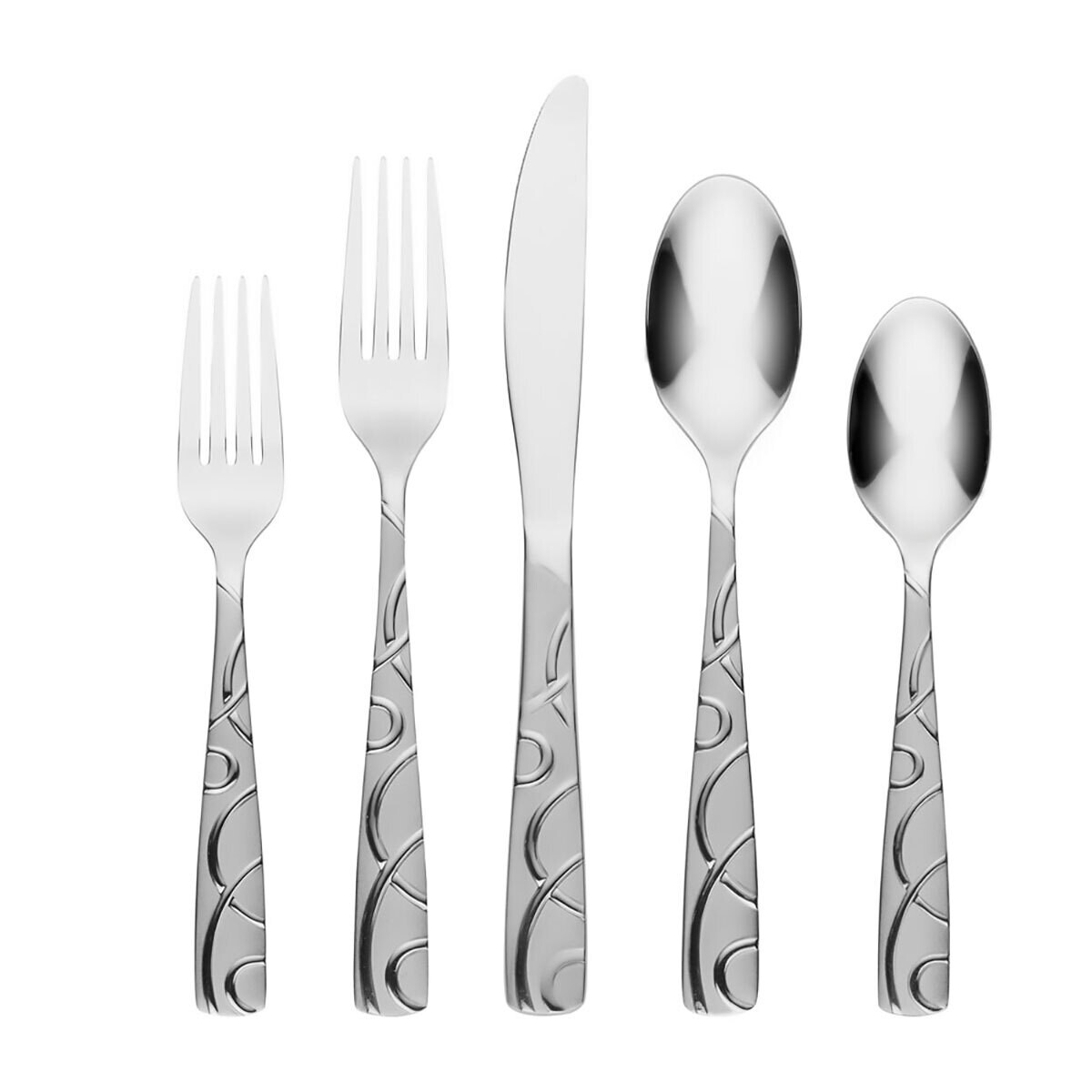 Cambridge Conquest Sand 18/0 Stainless Steel 45 Piece Flatware Set with Buf 256145CSLG1, MPN: 25614…