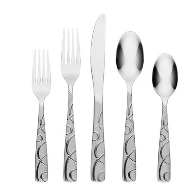 Cambridge Conquest Sand 18/0 Stainless Steel 45 Piece Flatware Set with Buf 256145CSLG1, MPN: 25614…