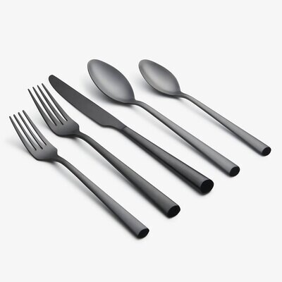 Cambridge Gilda Pvd Black Satin 18/0 Stainless Steel 20 Piece Flatware Set 286320CKW12R, MPN: 28632…