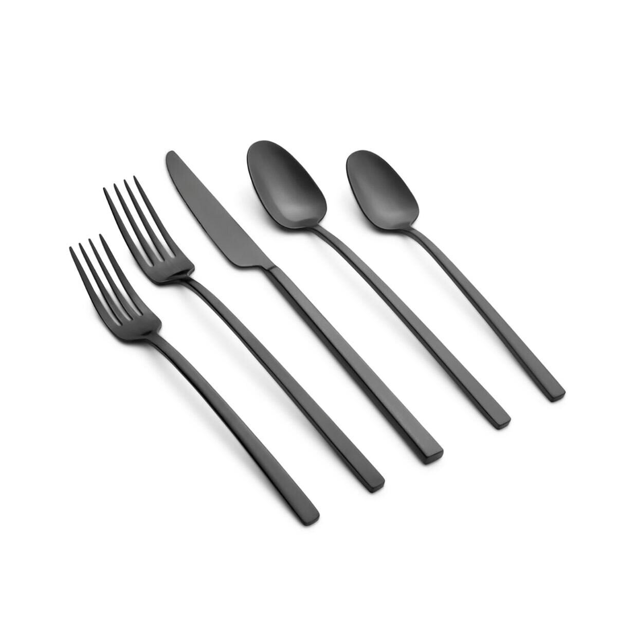 Cambridge Damaris Pvd Black Satin 18/0 Stainless Steel 20 Piece Flatware Set 513620CKW12R, MPN: 513…