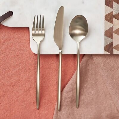 Cambridge Gaze Pvd Champagne Satin 18/0 Stainless Steel 20 Piece Flatware Set 505220CKW12R, MPN: 50…