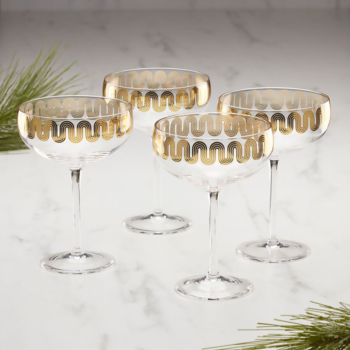 Cambridge Gold Decal Coupe Glasses Set of 4 896293