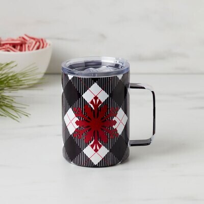Cambridge 16 Oz Insulated Black Plaid Straight Coffee Mug 896194, MPN: 896194, 719978859618
