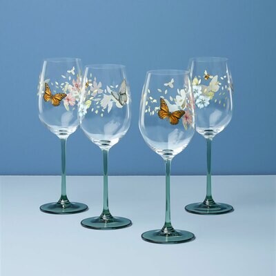 Lenox Butterfly Meadow Decal Wine Set of 4 896703, MPN: 896703, 194372032384