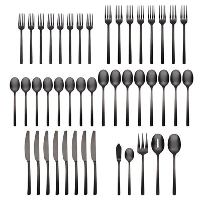 Cambridge Beacon Pvd Black Sat 18/0 Stainless Steel 45 Piece Flatware Set 286645CKW13DS, MPN: 28664…