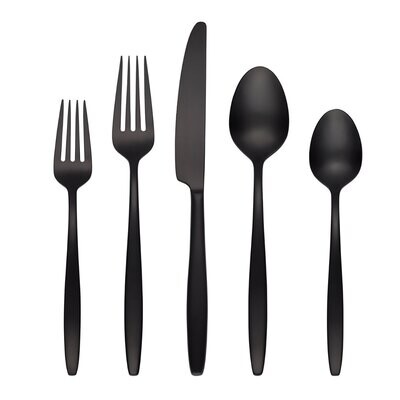 Cambridge Nylah Pvd Black Satin 18/0 Stainless Steel 20 Piece Flatware Set 513920CKW12R, MPN: 51392…