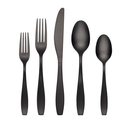 Cambridge January Pvd-Black Satin 18/0 Stainless Steel 20 Piece Flatware Set 506520CKW12R, MPN: 506…