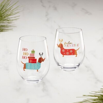 Cambridge Feeling Festive Dog Wine Glasses Set of 2 896289, MPN: 896289, 810133070135