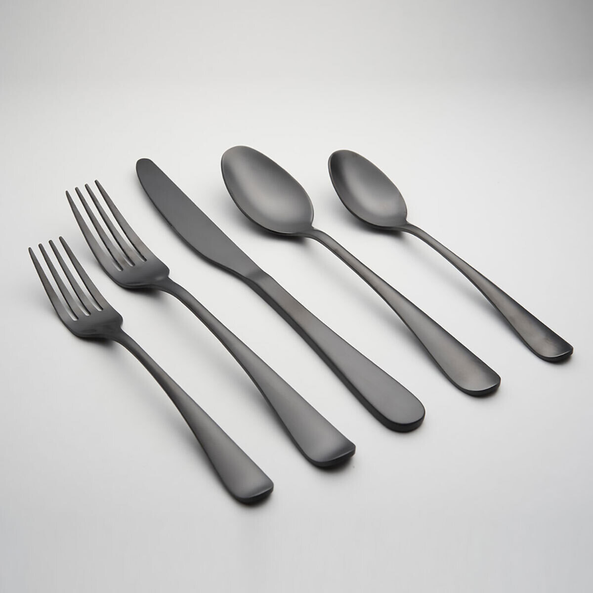 Cambridge Rhiannon Pvd-Black Satin 18/0 Stainless Steel 20 Piece Flatware Set 505920CKW12R, MPN: 50…