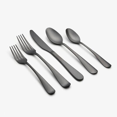 Cambridge Rhiannon Pvd-Black Satin 18/0 Stainless Steel 45 Piece Flatware Set 505945CKW13DS, MPN: 5…