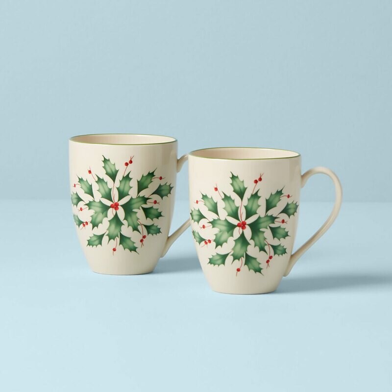 Lenox Holiday Holly Mug Set of 2 870002, MPN: 870002, 882864683403