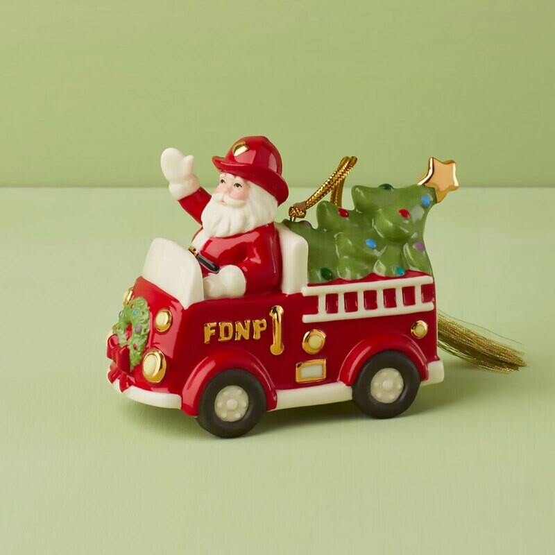 Lenox Santa In Fire Truck Ornament 896453