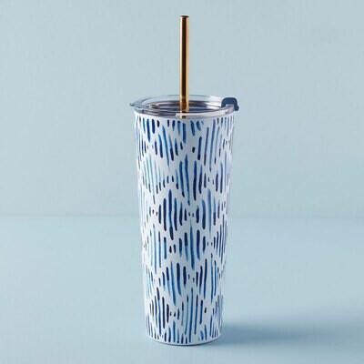 Lenox Blue Bay Straw Tumbler Ikat 895729, MPN: 895729, 194372028882