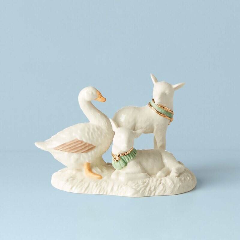Lenox First Blessing Goose &amp; Lambs Figurine 894083