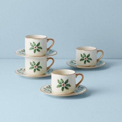 Lenox Holiday Espresso Cup Saucer Set of 4 894178, MPN: 894178, 194372022620