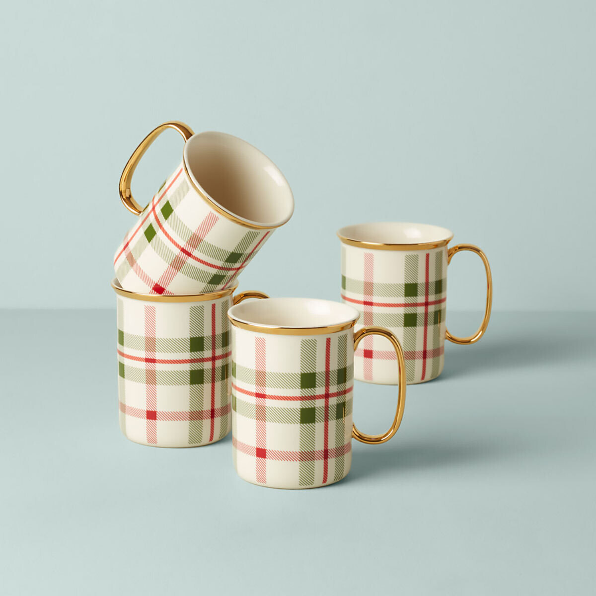 Lenox Holiday Plaid Mugs Set of 4 894967