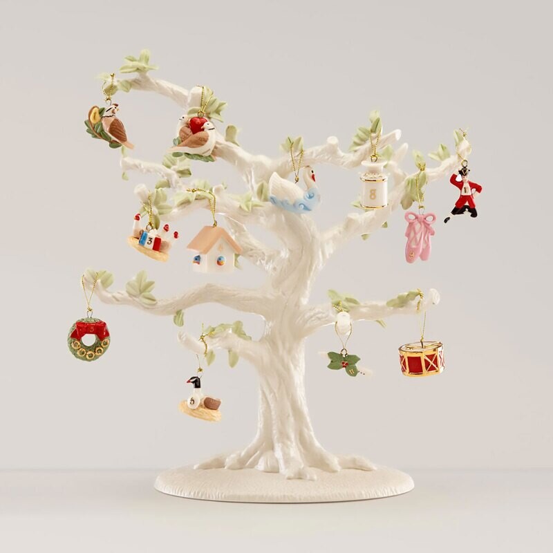 Lenox Twelve Days Chrstms 12 Piece Ornament & Tree Set 884225