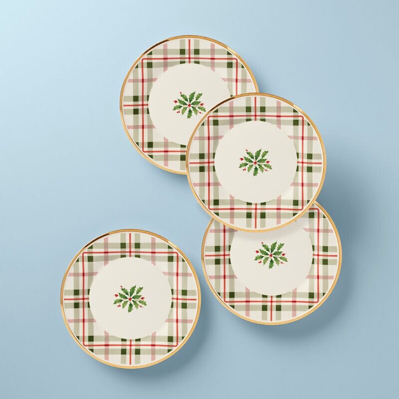 Lenox Holiday Plaid Accent Plates Set of 4 894964