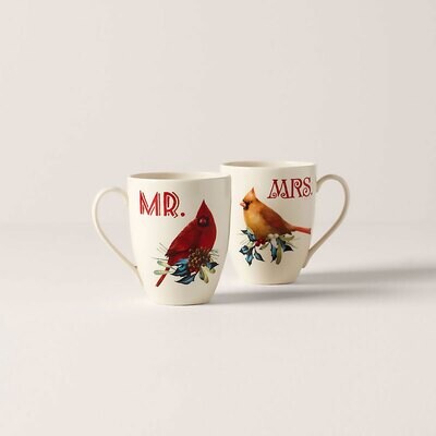 Lenox Winter Greetings Mr&amp;Mrs Cardinal Mug Set 863973, MPN: 863973, 882864644435